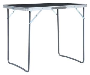 Hopfällbart campingbord med metallram 80x60 cm grå - Grå