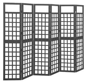 Rumsavdelare/Spaljé 6 paneler massiv gran svart 242,5x180 cm - Svart