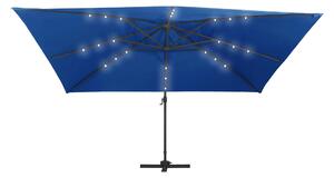 Frihängande parasoll med aluminiumstång & LED 400x300 cm azu - Blå