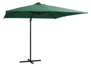 Frihängande parasoll med LED och stålstång 250x250 cm grön - Grön