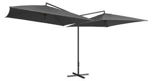 Dubbelt parasoll med stålstång 250x250 cm antracit - Grå