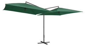 Dubbelt parasoll med stålstång 250x250 cm grön - Grön