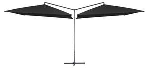 Dubbelt parasoll med stålstång 250x250 cm svart - Svart