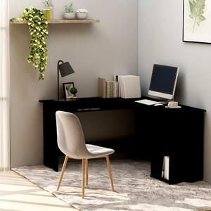 Skrivbord L-format svart 120x140x75 cm konstruerat trä