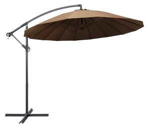 Hängande parasoll taupe 3 m aluminiumstång - Brun