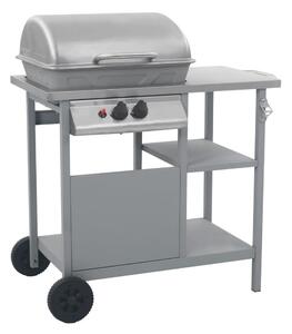 Gasolgrill med sidobord i 3 nivåer silver - Silver