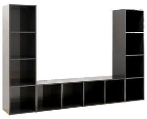 TV-skåp 3 st grå högglans 142,5x35x36,5 cm konstruerat trä