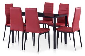 Matbord och stolar 7 delar vinröd - Röd