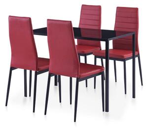 Matbord och stolar 5 delar vinröd - Röd