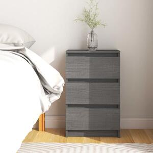 Sängbord grå 40x29,5x64 cm massiv furu