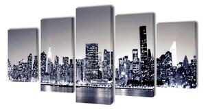 Uppsättning väggbonader på duk: New York Skyline 100x50 cm - Flerfärgad