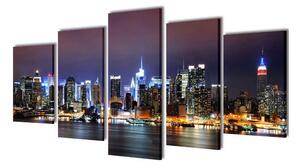 Canvastavlor set om 5 New York Skyline 100x50 cm - Flerfärgad