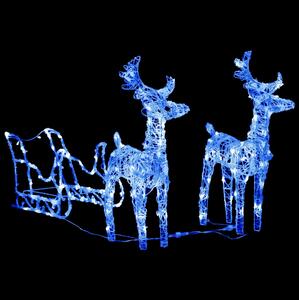 Juldekoration renar & släde 160 LED 130 cm akryl - Blå