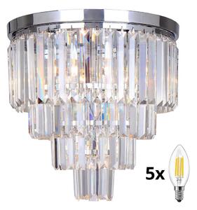 Brilagi - LED Vägglampa i kristall MOZART 5xE14/40W/230V skinande krom