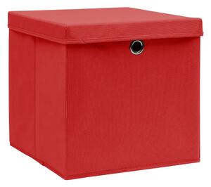 Förvaringslådor med lock 4 st 28x28x28 cm röd - Röd