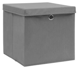 Förvaringslådor med lock 4 st 28x28x28 cm grå - Grå