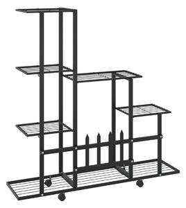 Växtställ på hjul 94,5x25x92,5 cm svart metall - Svart