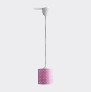 Hängande ljuskrona med textilsladd för barn DOTS 1xE27/15W/230V diameter 15 cm rosa