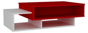 YANICE Soffbord 105 cm med Förvaring Hyllor Vit/Röd - Vit/Röd