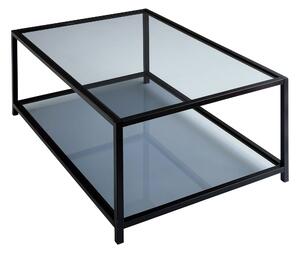 DELARYD Soffbord 90 cm med Förvaring Hylla Glas/Rökfärgad/Sv -