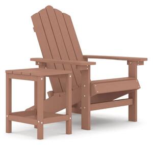 Däckstol för trädgården med bord HDPE brun - Brun