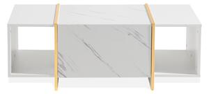 LAVENHAM Soffbord 104 cm med Förvaring Lådor + Hyllor Vit/Gu -