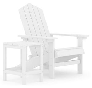 Däckstol för trädgården med bord HDPE vit - Vit