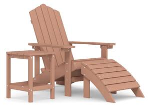 Däckstol för trädgården med pall och bord HDPE brun - Brun