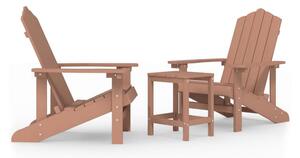 Däckstolar för trädgården med bord HDPE brun - Brun