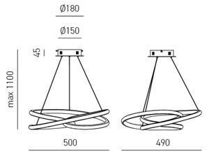 Gea Luce DIVA S P BIANCO - LED ljusreglerad ljuskrona på textilsladd DIVA LED/43W/230V vit