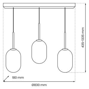 Ljuskrona med textilsladd ALIAS 3xE14/40W/230V svart/grå