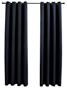 Mörkläggningsgardiner med metallringar 2 st svart 140x225 cm -