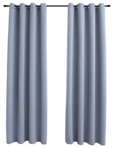 Mörkläggningsgardiner med metallringar 2 st grå 140x225 cm -