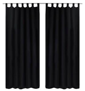 2-pack gardiner med öglor i svart microsatin 140x245 cm -
