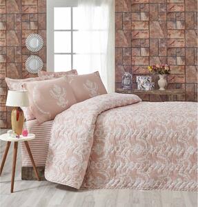 EPONJ HOME Överkast Enkelt 160x220 Quilt+Örngott Rosa/Vit -