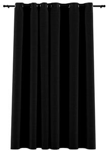 Mörkläggningsgardin med öljetter linnelook svart 290x245cm -