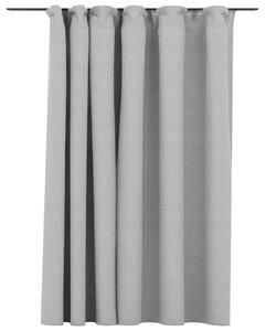 Mörkläggningsgardin med krokar linnelook grå 290x245 cm -