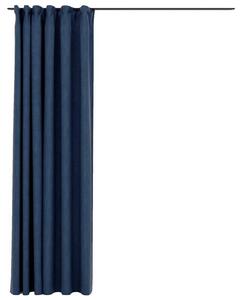 Mörkläggningsgardin med krokar linnelook blå 290x245 cm -
