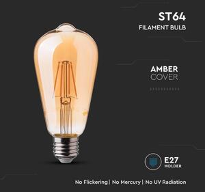 LED glödlampa FILAMENT ST64 E27/6W/230V 2200K