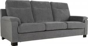Atlas 3-sits grå soffa med hög rygg + Möbelvårdskit för textilier