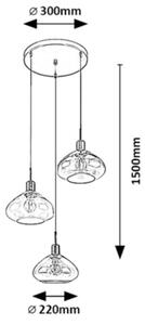 Rabalux 72023 - Ljuskrona med textilsladd DVORA 3xE27/40W/230V