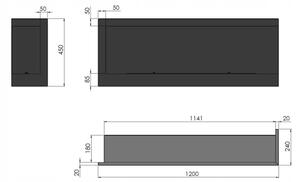 InFire - Hörn BIO eldstad 45x120 cm 3kW svart