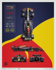 Konsttryck Oracle Red Bull Racing - RB18 Blueprint, (40 x 50 cm)