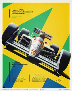 Konsttryck McLaren MP4/4 - Ayrton Senna - San Marino GP - 35th Anniversary - 1988, (40 x 50 cm)