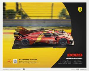 Konsttryck Ferrari 499P - 24h Le Mans - 100th Anniversary - 2023, (50 x 40 cm)