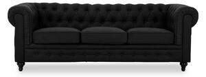 CHESTERFIELD 3-sits Soffa Konstläder Svart -