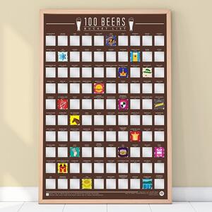 Skrapaffisch - 100 Beers, Scratch Off Bucket List, Svart