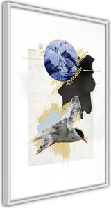 Inramad Poster / Tavla - Abstraction with a Tern - 30x45 Guldram