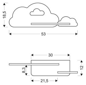 LED Väggbelysning Barnrum med Hylla CLOUD LED/5W/230V blå