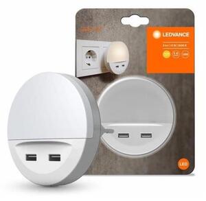 Ledvance - LED Nattlampa för ett eluttag med sensor LUNETTA 2xUSB LED/13W/230V